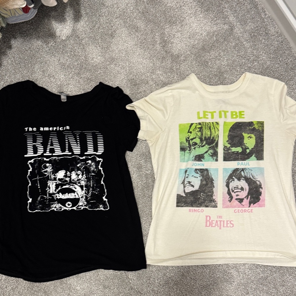 The Beatles Black and Cream Graphic Tees for Kids